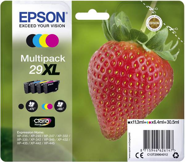 Epson Inktcartridge T2996, 29XL Origineel Combipack Zwart, Cyaan, Magenta, Geel C13T29964012