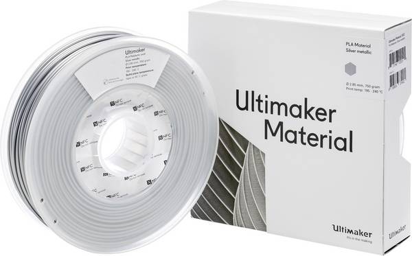 UltiMaker PLA - M0751 Silver Metallic 750 - 211399 Filament PLA kunststof 2.85 mm 750 g Zilver (metallic) 1 stuk(s)