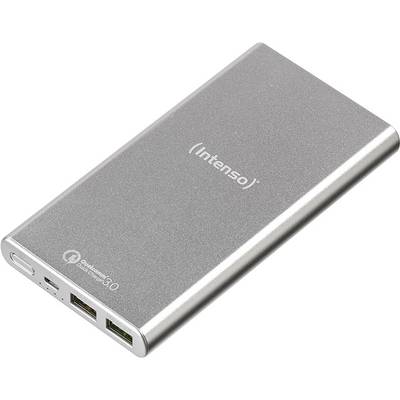Intenso Q10000 Powerbank 10000 mAh Quick Charge LiPo USB-A, Micro-USB Zilver Statusweergave