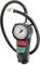 Bandenspanningsmeter met analoog display, zwarte slang, rode en groene toetsen voor bediening.