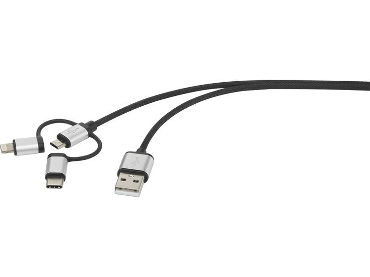 Renkforce 3-in-1 micro-USB-Lightning-USB C laad- en synchronisatiekabel 0,5 m