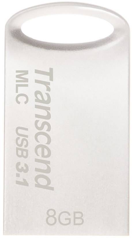 USB-stick van Transcend met 8GB opslag en USB 3.1-technologie. Compacte en minimalistische behuizing met metalen behuizing.
