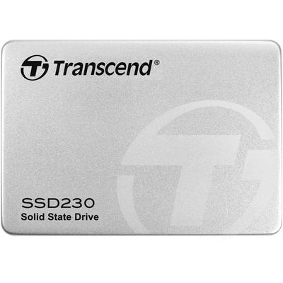 Een zilveren externe SSD van Transcend met de modelaanduiding 'SSD230' en de opdruk 'Solid State Drive'.