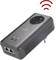 Zwarte wifi-repeater met stopcontact, twee Ethernet-aansluitingen en wifi-symbool. Markering 'realforce' erop.