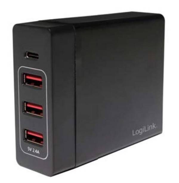 LogiLink PA0122 USB-oplader Binnen Uitgangsstroom (max.) 10200 mA 4 x 3x USB-A, 1x USB-C Automatische detectie