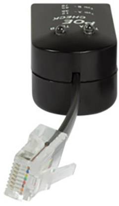 Een zwart glanzend adapterkabel met een RJ-45-stekker aan de ene kant en een ander zwart module aan de andere kant.