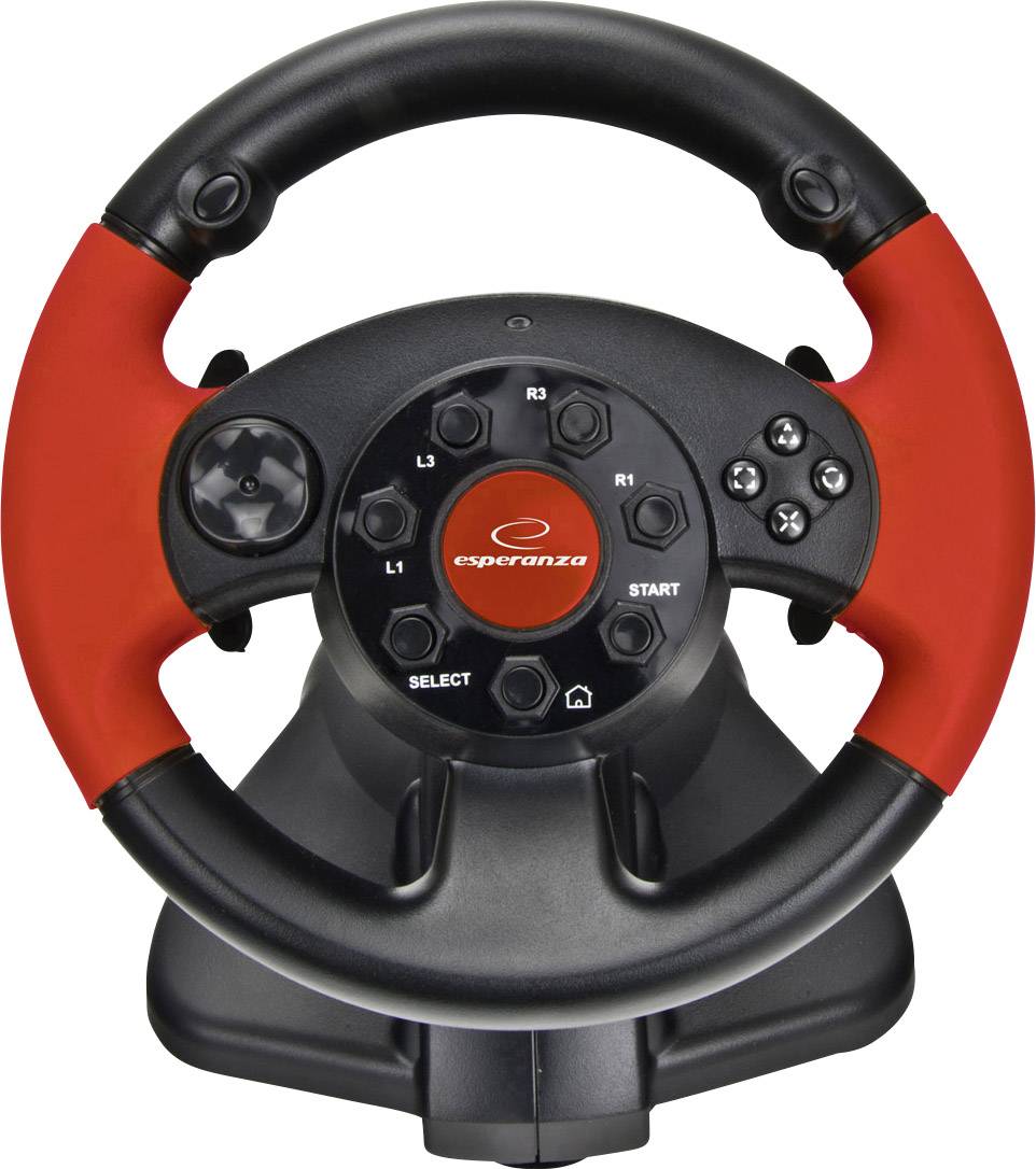 Esperanza EG103 Stuurwiel USB PC, PlayStation 2, PlayStation 3 Zwart, Rood Incl. pedaal-1