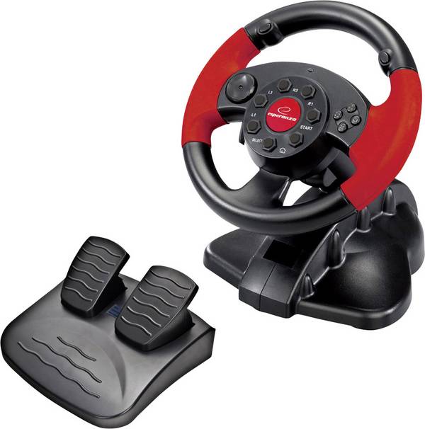 Esperanza EG103 N/A USB PC, PlayStation 2, PlayStation 3 Zwart, Rood Incl. pedaal