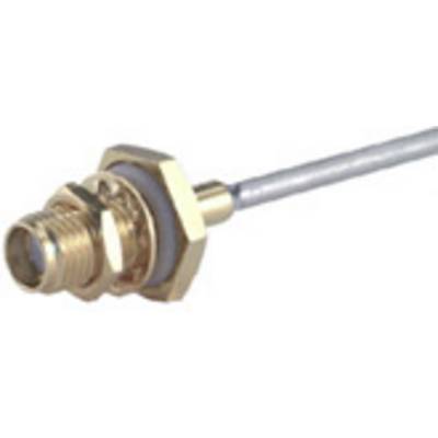 Hoogfrequentconnector met kabel, geschikt voor elektronische verbindingen. Goudkleurige metalen componenten voor een betere geleiding.
