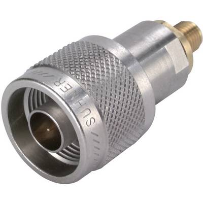 Een metalen connector met gegroefde greep en schroefdraad, geschikt voor industriële of technische toepassingen.