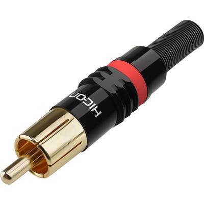 Hicon HI-CM03-RED Cinch-connector Stekker, recht Aantal polen: 2  Zwart, Rood 1 stuk(s) 