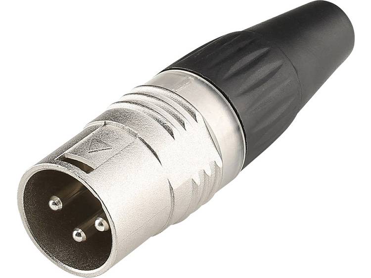 Hicon XLR-connector Stekker, recht Aantal polen: 3 Zwart, Zilver 1 stuks