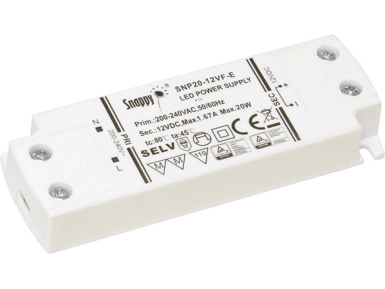 Dehner Elektronik SNP20-12VF-E LED-transformator Constante spanning 20 W (max) 1.67 A 12 V-DC Geschi