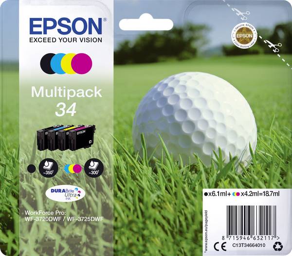 Epson Inktcartridge T3466, 34 Origineel Combipack Zwart, Cyaan, Magenta, Geel C13T34664010