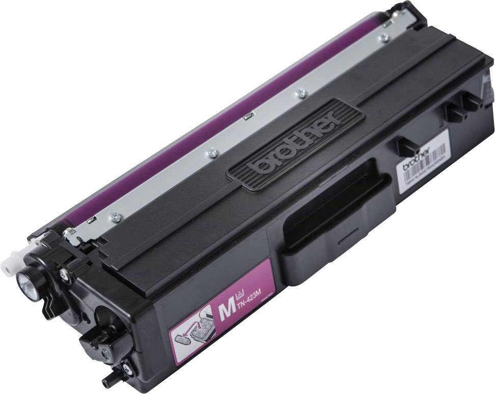Een magenta toner voor een Brother-printer, model TN-325M, geschikt voor gebruik in bepaalde laserprinters van dit merk.