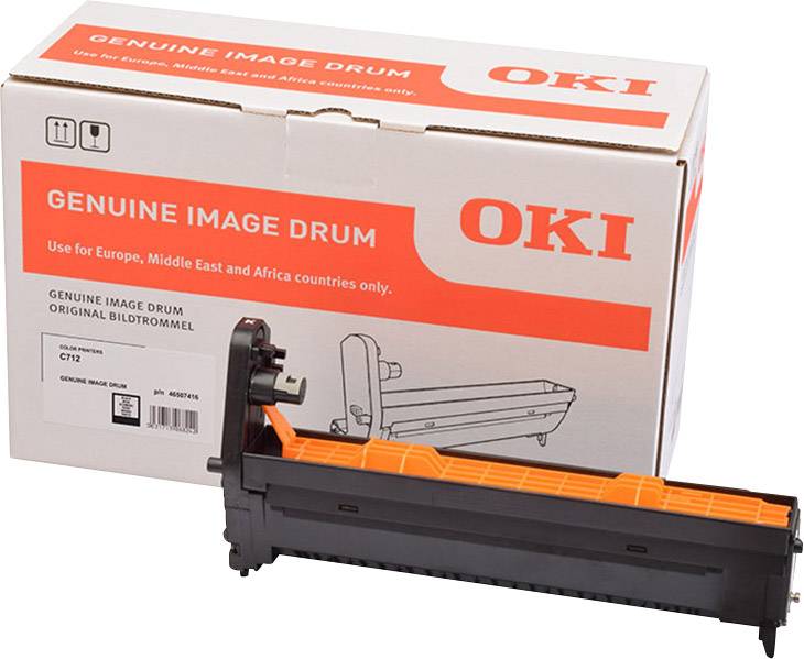Originele beeldtrommel van OKI, modelnummer 44968301, voor printer. Verpakking toont 'Originele beeldtrommel' en regionale beperkingen.