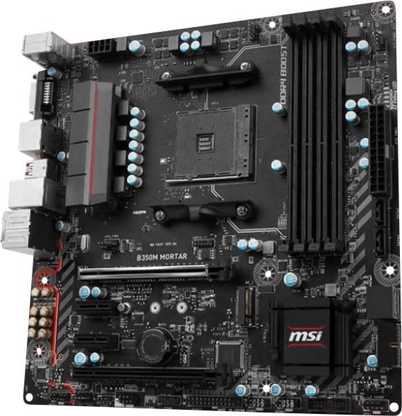 MSI Gaming B350M Mortar Moederbord Socket AMD AM4 Vormfactor MicroATX