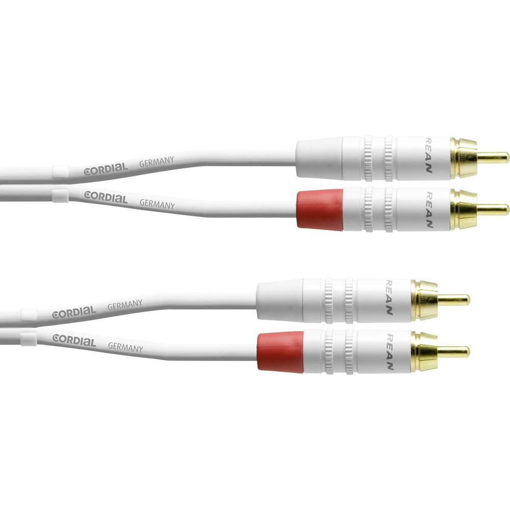 Cordial Audio Adapterkabel [2x Cinch-stekker - 2x Cinch-stekker] 3.00 m Wit