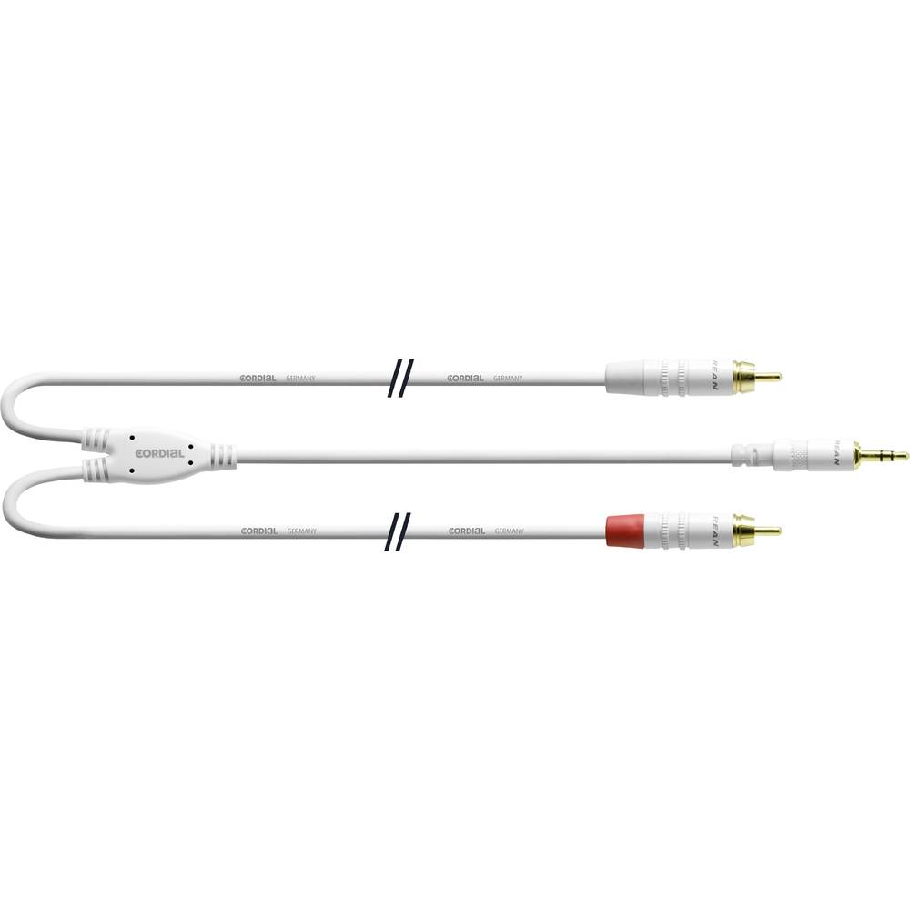 Cordial Audio Adapterkabel [1x Jackplug male 3,5 mm - 2x Cinch-stekker] 1.50 m Wit