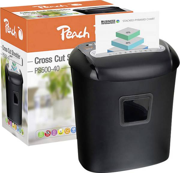 Peach PS500-40 Papierversnipperaar 10 vellen Cross cut 5 x 16 mm P-4 21 l Ook geschikt voor Nietjes