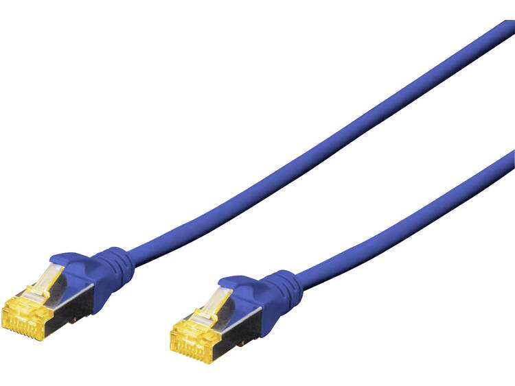Digitus Professional RJ45 Netwerk Aansluitkabel CAT 6A S-FTP 1 m Blauw Halogeenvrij, Vervlochten par