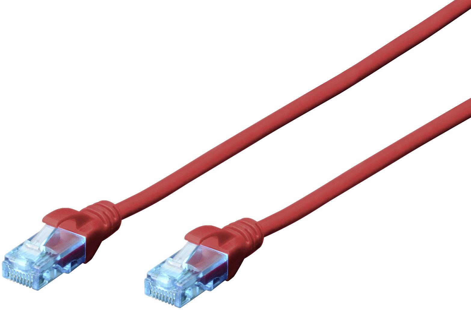 Digitus DK-1512-050/R RJ45 Netwerkkabel, patchkabel CAT 5e U/UTP 5.00 m Rood Verdraaide paren 1 stuk(s)-0