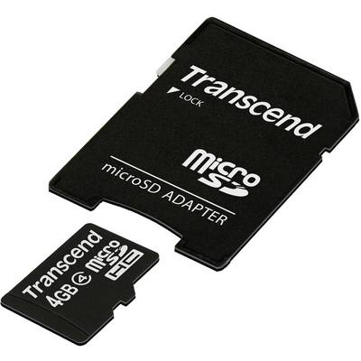 Transcend Standard microSDHC-kaart  4 GB Class 4 Incl. SD-adapter