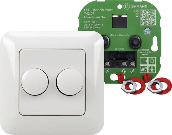 Ehmann 4260c0701 Dimmer (inbouw) Geschikt voor lampen: LED-lamp, Gloeilamp, Halogeenlamp Wit