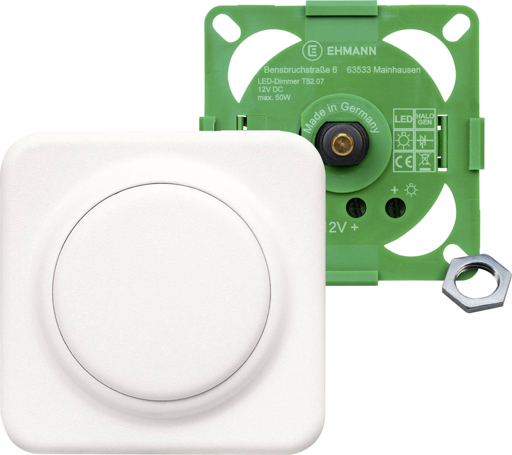 Ehmann 5260c0700 Meubel-inbouwdimmer Geschikt voor lampen: LED-lamp, LED-strip, Gloeilamp, Halogeenlamp Wit