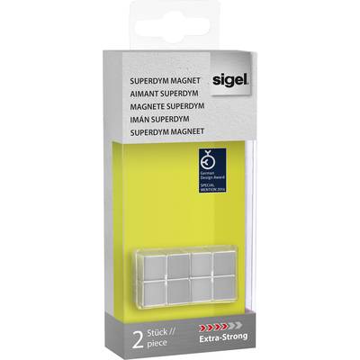 Sigel Magneet SuperDym C10 Extra-Strong Cube-Design (b x h x d) 20 x 10 x 20 mm dobbelsteen Zilver 2 stuk(s) GL704