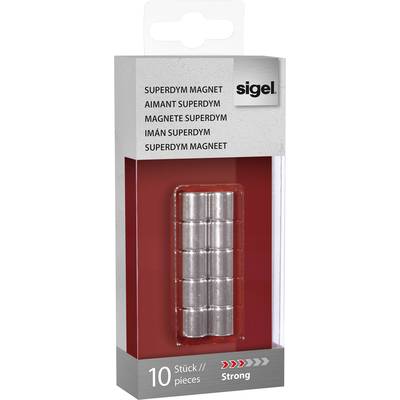 Sigel Magneet SuperDym C5 Strong Zylinder-Design (Ø x h) 10 mm x 10 mm cilinder Zilver 10 stuk(s) GL701