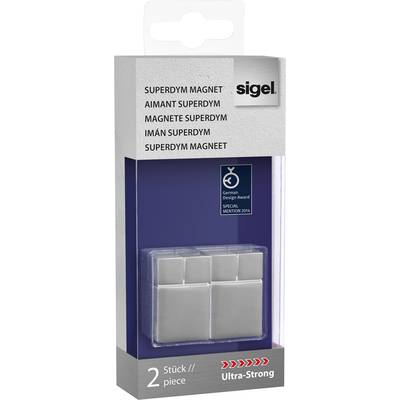 Sigel Magneet C30 "Ultra-Strong" (b x h x d) 20 x 30 x 20 mm dobbelsteen Zilver 2 stuk(s) GL707