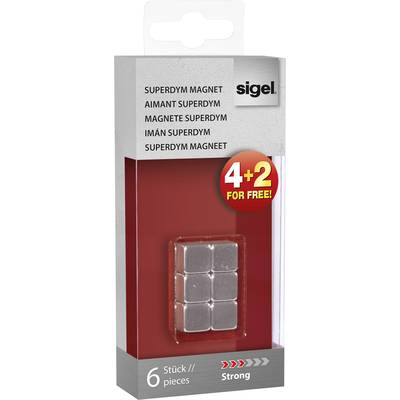Sigel Magneet C5 "Strong" (b x h x d) 10 x 10 x 10 mm dobbelsteen Zilver 6 stuk(s) GL192