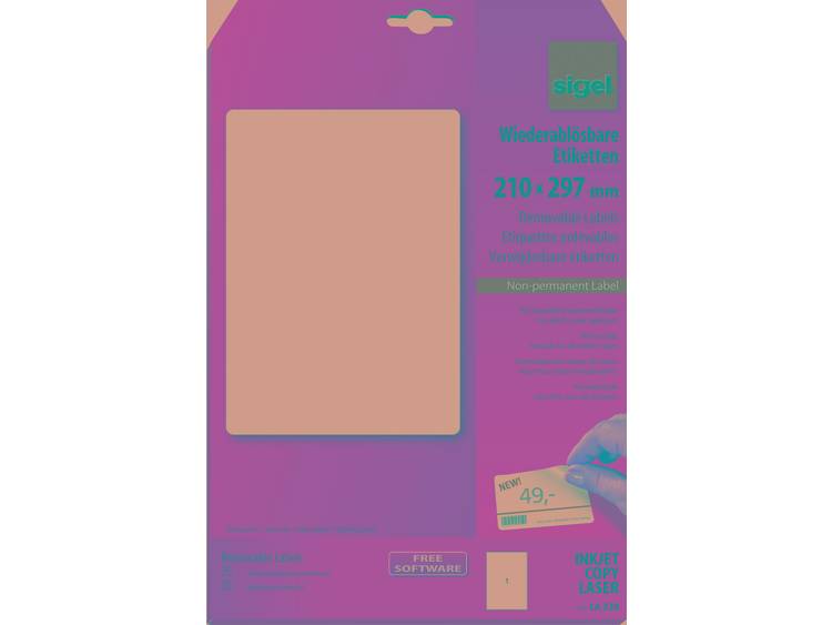 Sigel LA230 Etiketten (A4) 210 x 297 mm Papier Wit 25 stuks Weer verwijderbaar Universele etiketten