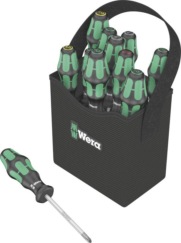 Wera Kraftform 2go 300 Schroevendraaierset Werkplaats 11-delig Plat, Kruiskop Pozidriv, Kruiskop Phillips, Binnen-zesrond (TX)