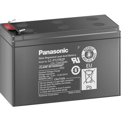Panasonic Longlife Loodaccu 12 V 7.2 Ah Loodvlies (AGM) (b x h x d) 151 x 94 x 65 mm Kabelschoen 6.35 mm Onderhoudsvrij,