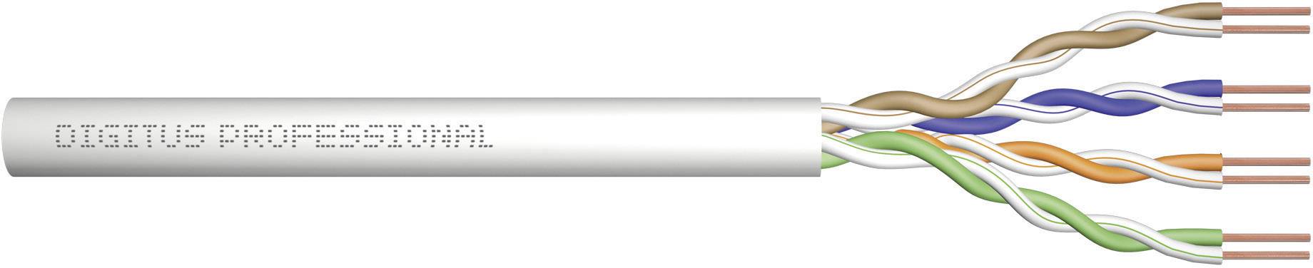 Een Ethernet-kabel met vier getwiste aderparen in verschillende kleuren, gemerkt met 'COGNUS PROFESSIONAL' op de mantel.