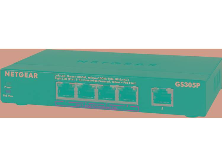 Netgear GS305P Unmanaged Gigabit Ethernet (10-100-1000) Power over Ethernet (PoE) Zwart