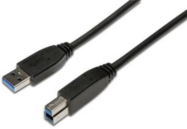 Digitus AK-300115-018-S USB-kabel USB 3.2 Gen1 USB-A stekker, USB-B stekker 1.80 m Zwart Rond, Afgeschermd (drievoudig)