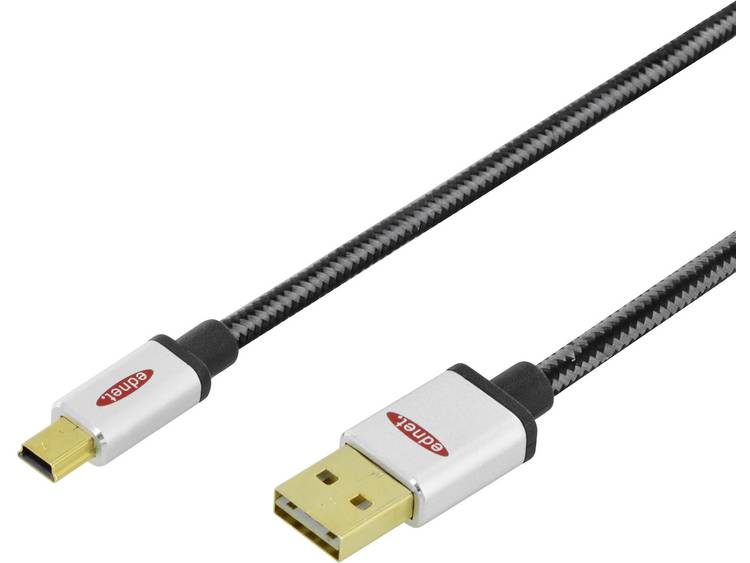 Kabel USB 2.0 ednet [1x USB 2.0 stekker B 1x USB 2.0 stekker mini-B] 1 m Zwart
