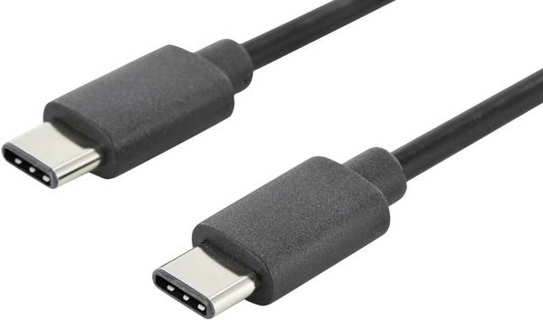 Digitus AK-300138-018-S USB-kabel USB 2.0 USB-C stekker, USB-C stekker 1.80 m Zwart Rond, Stekker past op beide manieren, Afgeschermd (dubbel)