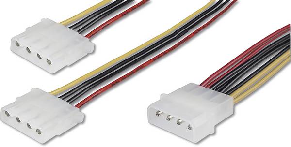 Digitus Computer, Schijf, Stroom Y-kabel [1x IDE-stroomstekker 4-polig - 2x IDE-stroombus 4-polig] 0.20 m Geel, Rood, Zwart