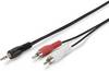 Digitus AK-510300-050-S Jackplug / Cinch Audio Aansluitkabel [1x Jackplug male 3,5 mm - 2x Cinch-stekker] 5.00 m Zwart Afgeschermd (enkel), Rond