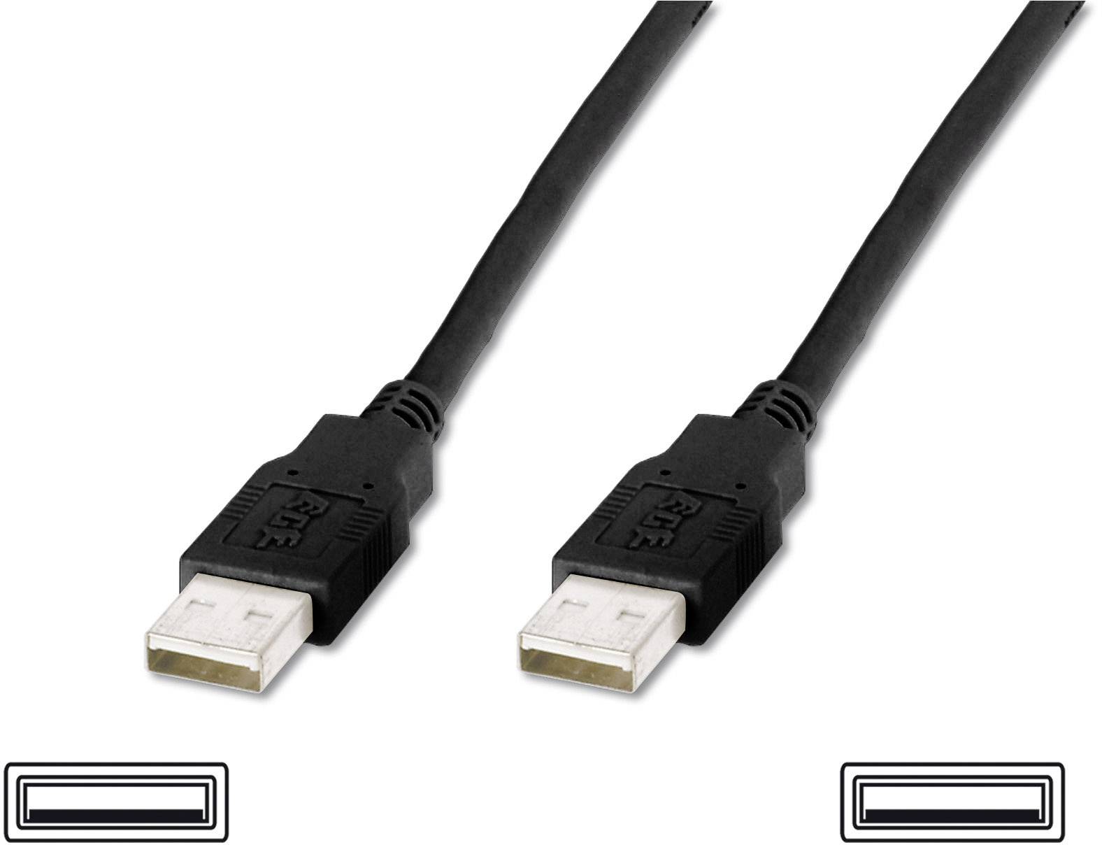 Digitus DB-300100-018-S USB-kabel USB 2.0 USB-A stekker, USB-A stekker 1.80 m Zwart Rond-1