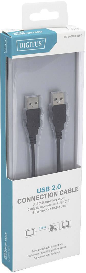 Digitus DB-300100-018-S USB-kabel USB 2.0 USB-A stekker, USB-A stekker 1.80 m Zwart Rond-2