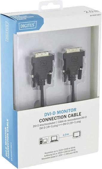 Digitus DB-320107-020-S DVI-kabel DVI Aansluitkabel DVI-D 18+1-polige stekker, DVI-D 18+1-polige stekker 2.00 m Zwart Ro-2