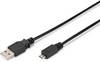 Digitus DK-300110-010-S USB-kabel USB 2.0 USB-A stekker, USB-micro-B stekker 1.00 m Zwart Rond, Afgeschermd (dubbel)