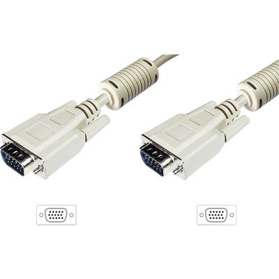 Digitus DK-310103-150-E VGA-kabel VGA Aansluitkabel VGA-stekker 15-polig, VGA-stekker 15-polig 15.00 m Beige Met Ferriet