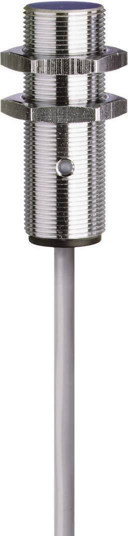 Sensor met metalen behuizing en schroefdraad, kabelaansluiting onderaan.