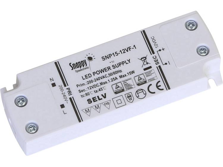Dehner Elektronik LED-transformator Constante spanning SNP15-12VF-1 15 W (max) 1.25 A 12 V-DC